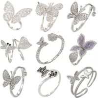 Simple Style Dragonfly Butterfly Sterling Silver Inlay Zircon Rings main image 5