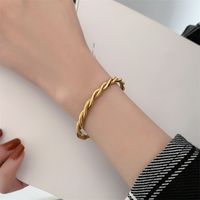 Ig Style Twist Titanium Steel 18k Gold Plated Cuff Bracelets In Bulk main image 2