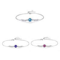 Simple Style Round Sterling Silver Inlay Crystal Bracelets main image 2