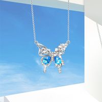 Estilo Simple Mariposa Plata Esterlina Embutido Cristal Collar Colgante sku image 1