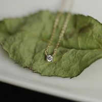 Simple Style Round Sterling Silver Inlay Zircon Pendant Necklace main image 5