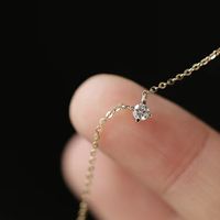Simple Style Round Sterling Silver Inlay Zircon Pendant Necklace sku image 2