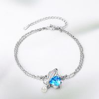 Simple Style Butterfly Sterling Silver Inlay Crystal Bracelets main image 1