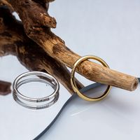 Einlege Zirkon Ringe Aus Titanium Stahl Im Einfachen Stil main image 3