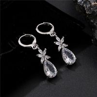 1 Pair Simple Style Water Droplets Plating Inlay Copper Zircon Rhodium Plated Drop Earrings main image 1