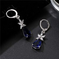 1 Pair Simple Style Water Droplets Plating Inlay Copper Zircon Rhodium Plated Drop Earrings main image 6