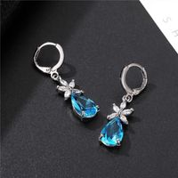 1 Pair Simple Style Water Droplets Plating Inlay Copper Zircon Rhodium Plated Drop Earrings main image 4