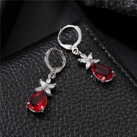 1 Pair Simple Style Water Droplets Plating Inlay Copper Zircon Rhodium Plated Drop Earrings main image 2