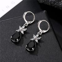1 Pair Simple Style Water Droplets Plating Inlay Copper Zircon Rhodium Plated Drop Earrings main image 3