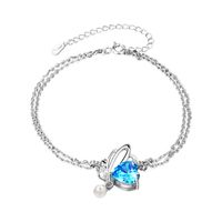 Simple Style Butterfly Sterling Silver Inlay Crystal Bracelets main image 2