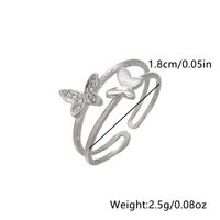 Simple Style Dragonfly Butterfly Sterling Silver Inlay Zircon Rings sku image 2
