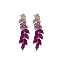 1 Pair Simple Style Leaf Inlay Alloy Drop Earrings main image 4