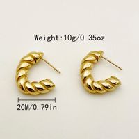 1 Pair Casual Retro Solid Color Plating 304 Stainless Steel 14K Gold Plated Ear Studs main image 2