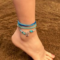 Beach Starfish Alloy Glass Patchwork Women's Anklet sku image 1