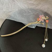 Chinoiserie Retro Bamboo Flower Butterfly Alloy Plating Inlay Rhinestones Pearl Hairpin sku image 46
