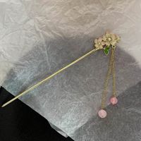 Chinoiserie Retro Bamboo Flower Butterfly Alloy Plating Inlay Rhinestones Pearl Hairpin sku image 52