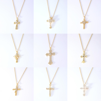 Wholesale Hip-Hop Retro Cross 304 Stainless Steel Copper Plating Inlay K Gold Plated Zircon Pendant Necklace main image 9