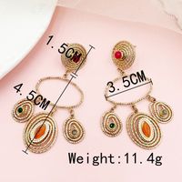 1 Pair Retro Roman Style Irregular Patchwork Enamel Plating 304 Stainless Steel Natural Stone Gem Beads 14K Gold Plated Drop Earrings sku image 2