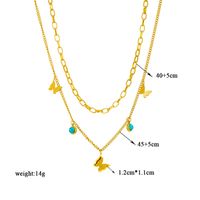304 Stainless Steel 18K Gold Plated Vintage Style Layered Plating Butterfly Layered Necklaces main image 4