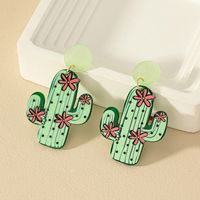 1 Pair Marine Style Simple Style Cactus Grape Arylic Drop Earrings sku image 1