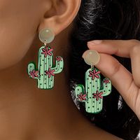 1 Pair Marine Style Simple Style Cactus Grape Arylic Drop Earrings main image 5