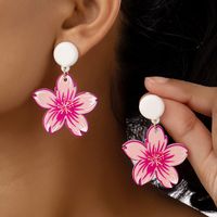 1 Pair Sweet Commute Flower Plating Arylic Drop Earrings main image 4
