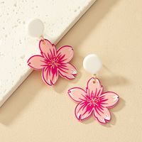 1 Paire Sucré Commuer Fleur Placage Arylique Boucles D'oreilles main image 3