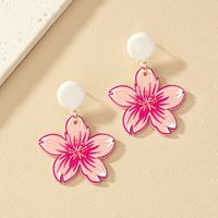 1 Paire Sucré Commuer Fleur Placage Arylique Boucles D'oreilles main image 5