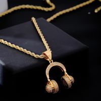 Hip-Hop Cool Style Bullet Gamepad Headset 304 Stainless Steel Copper Plating Inlay Zircon K Gold Plated Unisex Pendant Necklace main image 4