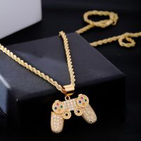 Hip-Hop Cool Style Bullet Gamepad Headset 304 Stainless Steel Copper Plating Inlay Zircon K Gold Plated Unisex Pendant Necklace main image 1