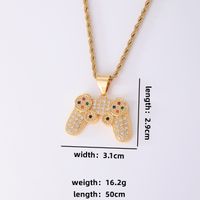 Hip-Hop Cool Style Bullet Gamepad Headset 304 Stainless Steel Copper Plating Inlay Zircon K Gold Plated Unisex Pendant Necklace sku image 5