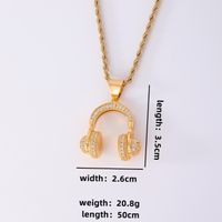 Hip-Hop Cool Style Bullet Gamepad Headset 304 Stainless Steel Copper Plating Inlay Zircon K Gold Plated Unisex Pendant Necklace sku image 7