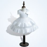 Elegant Princess Cute Solid Color Layered Bowknot Polyester Girls Dresses main image 9