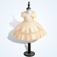 Elegant Princess Cute Solid Color Layered Bowknot Polyester Girls Dresses main image 10
