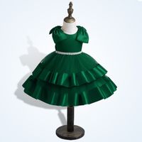 Elegant Princess Cute Solid Color Layered Bowknot Polyester Girls Dresses main image 6