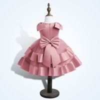 Elegant Princess Cute Solid Color Layered Bowknot Polyester Girls Dresses main image 5