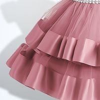 Elegante Princesa Lindo Color Sólido En Capas Lazo Poliéster Vestidos Para Niñas main image 2
