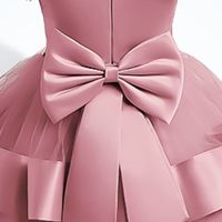 Elegant Princess Cute Solid Color Layered Bowknot Polyester Girls Dresses main image 3