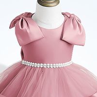 Elegant Princess Cute Solid Color Layered Bowknot Polyester Girls Dresses main image 4