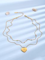 Elegant Lady Heart Shape Titanium Steel Polishing Plating Inlay Zircon 18k Gold Plated Layered Necklaces main image 2