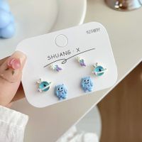 1 Set Cartoon Style Cartoon Character Enamel Alloy Ear Studs sku image 1