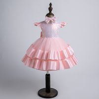 Elegant Princess Solid Color Sequins Bowknot Polyester Girls Dresses main image 9