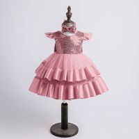 Elegant Princess Solid Color Sequins Bowknot Polyester Girls Dresses main image 8