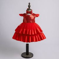 Elegant Princess Solid Color Sequins Bowknot Polyester Girls Dresses main image 4