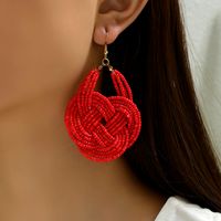1 Pair Retro Ethnic Style Knot Beaded Handmade Plating Plastic Copper 18K Gold Plated Drop Earrings sku image 2