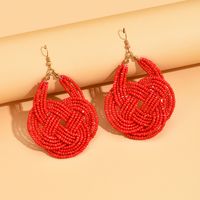 1 Pair Retro Ethnic Style Knot Beaded Handmade Plating Plastic Copper 18K Gold Plated Drop Earrings main image 2