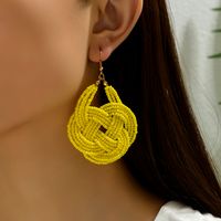 1 Pair Retro Ethnic Style Knot Beaded Handmade Plating Plastic Copper 18K Gold Plated Drop Earrings main image 7