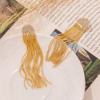 1 Pair Simple Style Tassel Plating Stainless Steel Gold Plated Drop Earrings main image 6