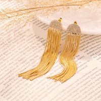 1 Pair Simple Style Tassel Plating Stainless Steel Gold Plated Drop Earrings main image 2