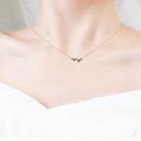 Dame Koreanische Art Geometrisch Sterling Silber Überzug Inlay Zirkon Halskette main image 3